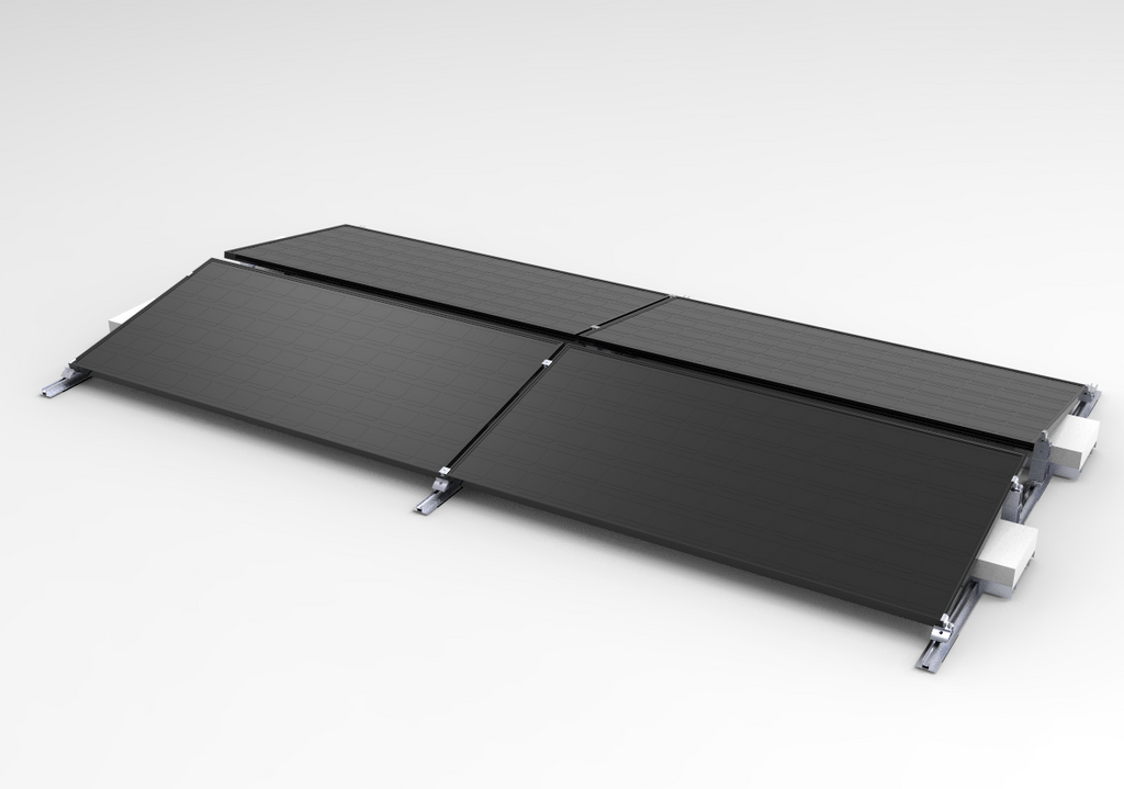 Flachdachhalterung für 4 Solarmodule